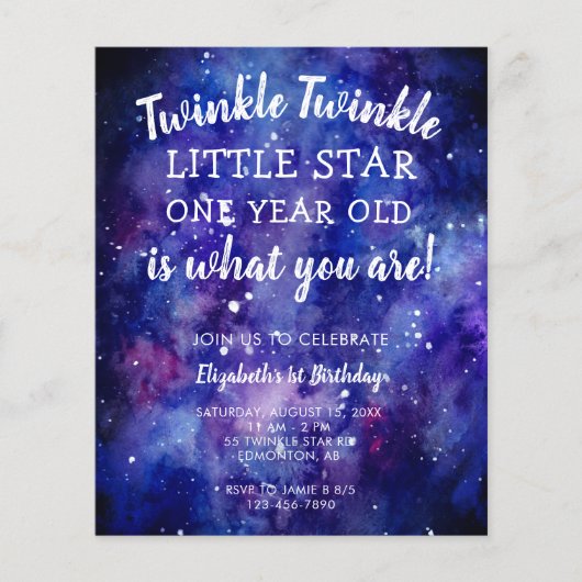 Budget Twinkle Twinkle Little Star 1st Birthday (Voorkant)