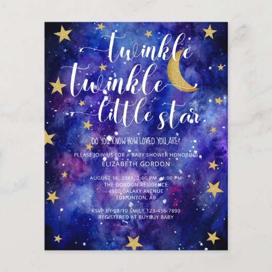 Budget Twinkle Twinkle Little Star Baby shower (Voorkant)