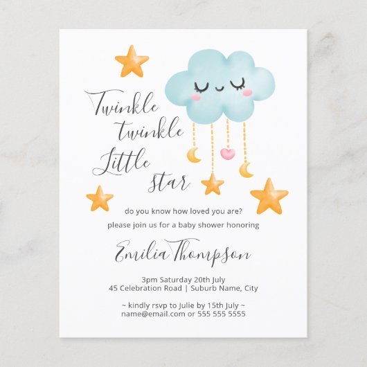 Budget Twinkle Twinkle Little Star Baby shower (Voorkant)