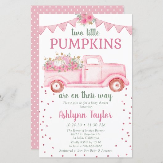 Budget Twins Pink Little Pumpkin Baby shower (Voorkant / Achterkant)