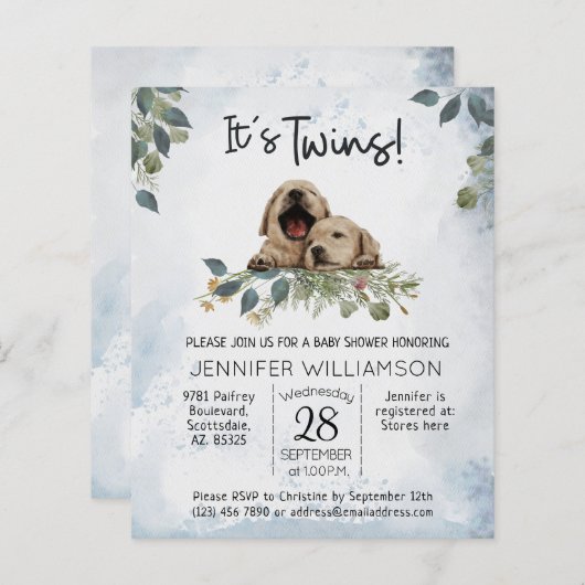 Budget Twins Puppy Baby shower (Voorkant / Achterkant)