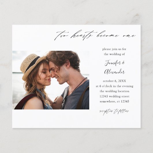 Budget Two Hearts Photo Calligraphy Wedding (Voorkant)