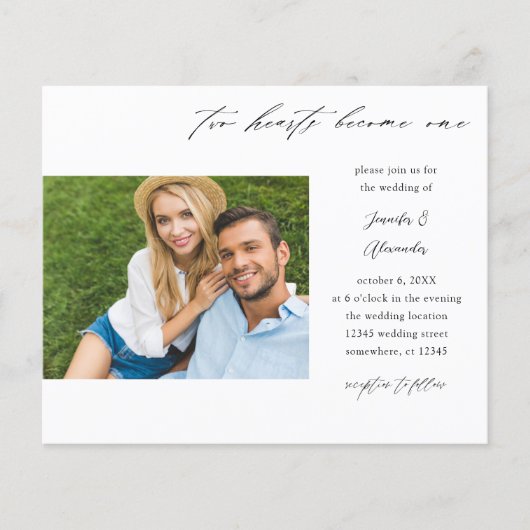 Budget Two Hearts Two Photo Calligraphy Wedding (Voorkant)