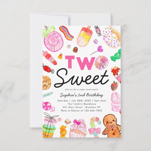 Budget TWO SWEET Snoep Land Kind Candyland Verjaar Notitiekaartje (Voorkant)