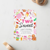 Budget TWO SWEET Snoep Land Kind Candyland Verjaar Notitiekaartje (Voorkant / Achterkant in situ)