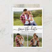 Budget Typografie 3 Fotocollage De datum opslaan Aankondigingskaart (Voorkant / Achterkant)