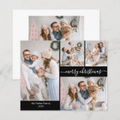 Budget Typografie 5 Fotocollage Kerst Kaarten (Voorkant / Achterkant)