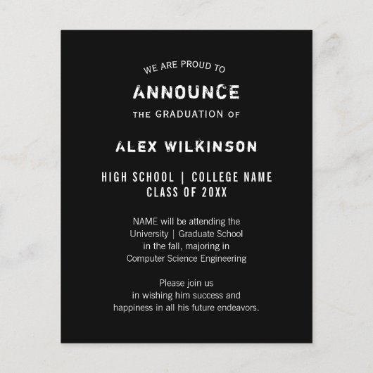  BUDGET Typografie Afstudeerder aankondiging Flyer (Achterkant)