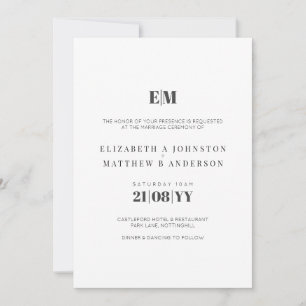 Budget Typografie Black White Wedding nodigt uit