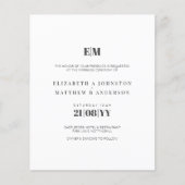 Budget Typografie Black White Wedding nodigt uit (Voorkant)