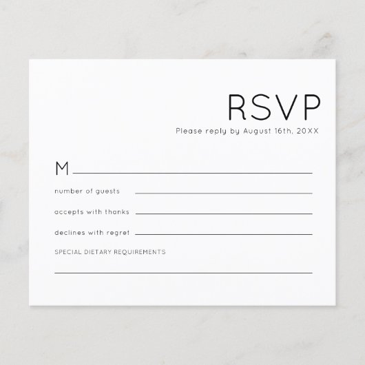 Budget Typografie Black White Wedding RSVP (Voorkant)