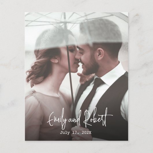 Budget Typografie Bruiloft Dank u Fotokaart (Achterkant)