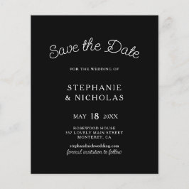 Budget Typografie Classic Zwart Save The Date Flyer