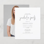 Budget Typografie Foto Afstudeerder Party Invitati (Voorkant / Achterkant)