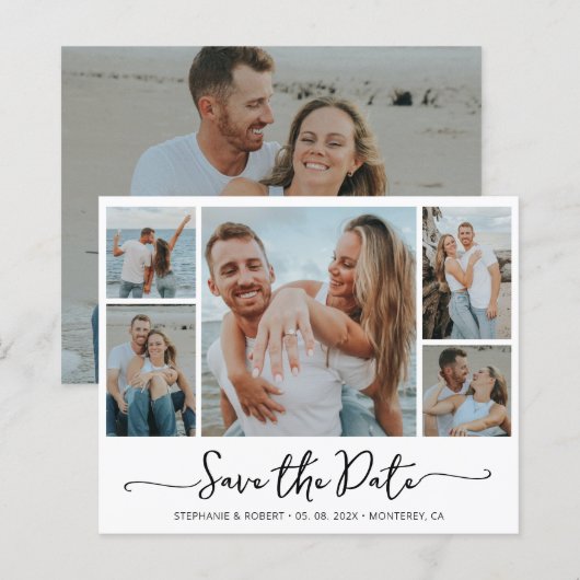 Budget Typografie Foto Bruiloft Save The Date (Voorkant / Achterkant)