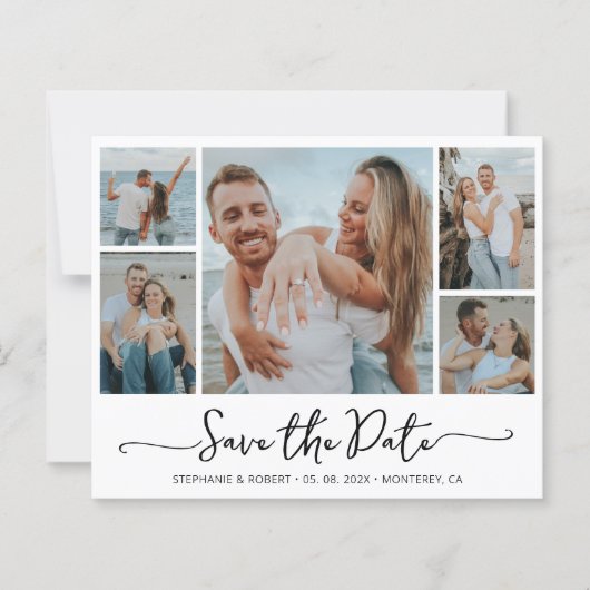 Budget Typografie Foto Bruiloft Save The Date (Voorkant)