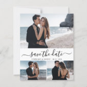 Budget Typografie Foto Bruiloft Save The Date Kaar (Voorkant)