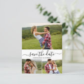 Budget Typografie Foto Bruiloft Save The Date Kaar (Staand voorkant)
