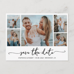 Budget Typografie Foto Bruiloft Save The Date Uitnodiging Briefkaart