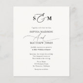 Budget Typografie Monogram Huwelijks QR-code Flyer (Voorkant)