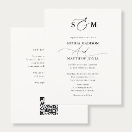 Budget Typografie Monogram Huwelijks QR-code Flyer