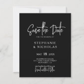 Budget Typografie Zwart QR Code Save the Date (Voorkant)