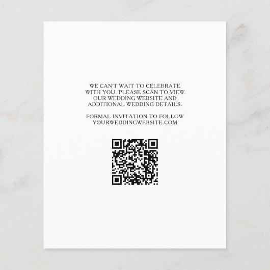 Budget Typografie Zwart QR Code Save The Date Flyer (Achterkant)