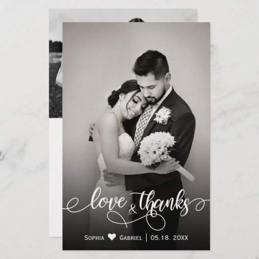 Budget Typografiescript Weddenschap Dank u Kaart (Voorkant / Achterkant)