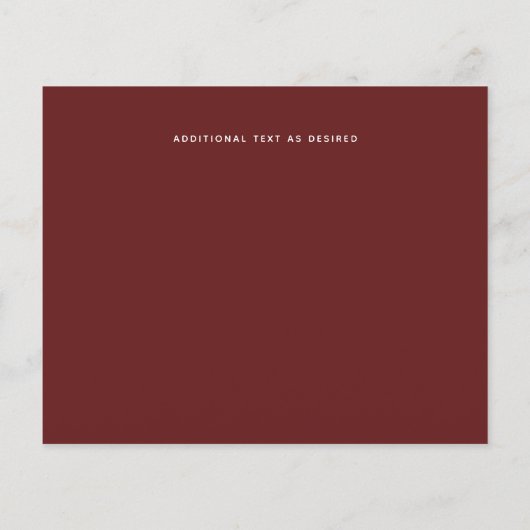 Budget TYPOGRAHY Wedding Invites - Burgundy Red (Achterkant)