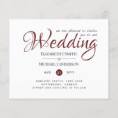 Budget TYPOGRAHY Wedding Invites - Burgundy Red (Voorkant)