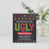 Budget Ugly Sweater Kerstkerkbord Invite (Staand voorkant)