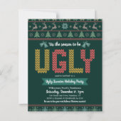 Budget Ugly Sweater Kerstparty Green Invite (Voorkant)