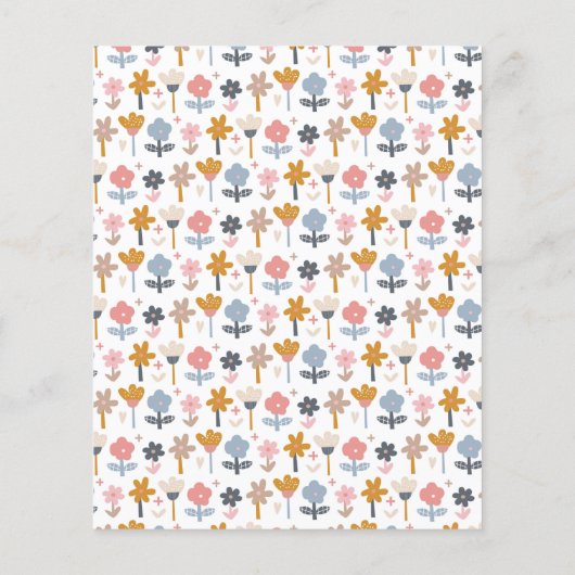 Budget Uil Bloemen Eenvoudige 1e Verjaardagsuitnod (Achterkant)