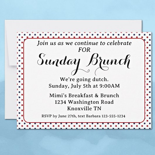 Budget Uitnodiging 250 Jaar Amerika Zondag Brunch