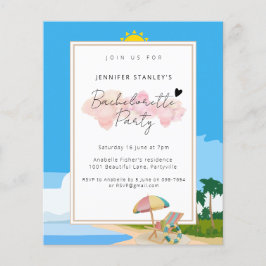 Budget uitnodiging, Beach Bachelorette Hens Party Flyer