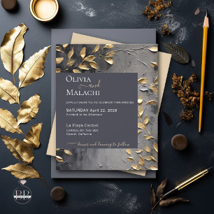 Budget uitnodiging Gold Leaf Impasto Noir Flyer