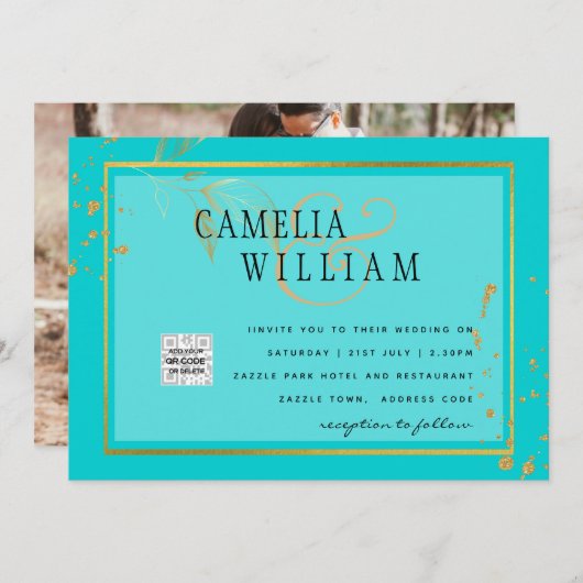 BUDGET Uitnodiging tot bruiloft foto's opslaan Dat (Voorkant / Achterkant)