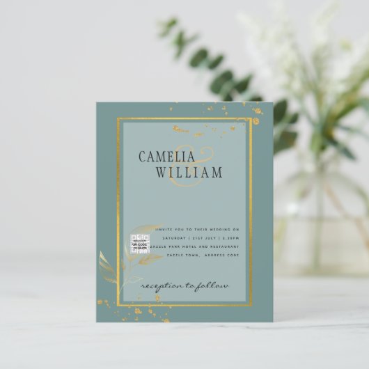 BUDGET Uitnodiging tot bruiloft foto's opslaan Dat (Staand voorkant)