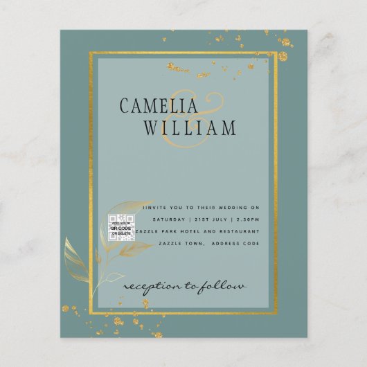 BUDGET Uitnodiging tot bruiloft foto's opslaan Dat (Voorkant)