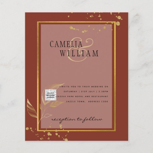 BUDGET Uitnodiging tot bruiloft foto's opslaan Dat (Voorkant)