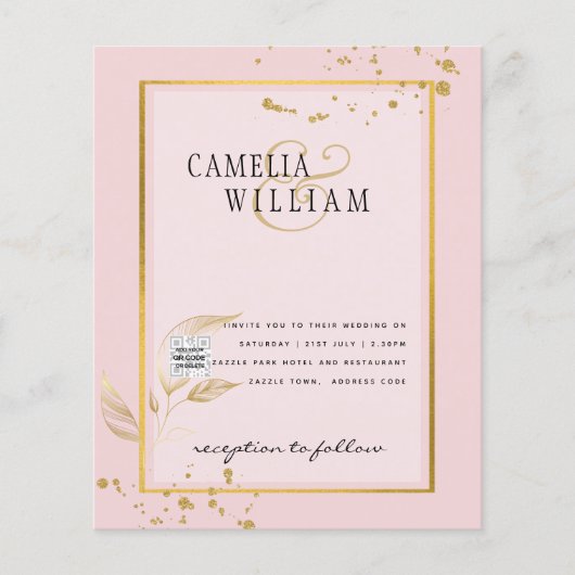 BUDGET Uitnodiging tot bruiloft foto's opslaan Dat (Voorkant)