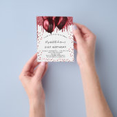 Budget uitnodiging voor verjaardag wit rood glitte flyer (Hand)
