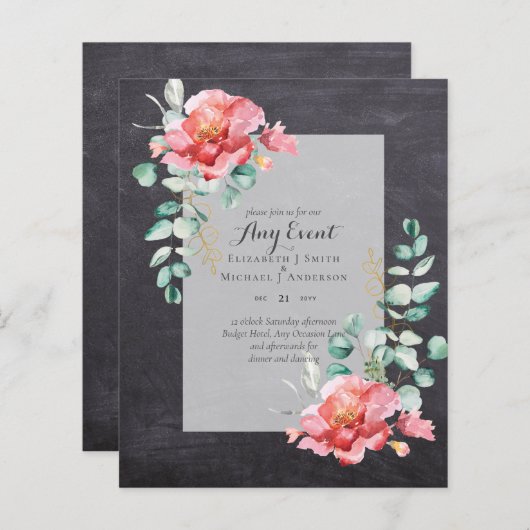 BUDGET UITNODIGINGEN - ELK EVENEMENT - Dubbelzijdi (Voorkant / Achterkant)