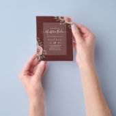 Budget Uitnodigingen onze TROUWdag Burgundy Bloeme Flyer (Hand)