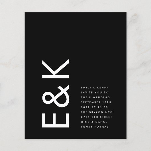 Budget ultra Modern Bold Monogram Eenvoudig huweli Flyer (Voorkant)