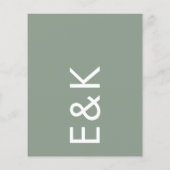 Budget ultra Modern Monogram Sage Green Wedding Flyer (Achterkant)