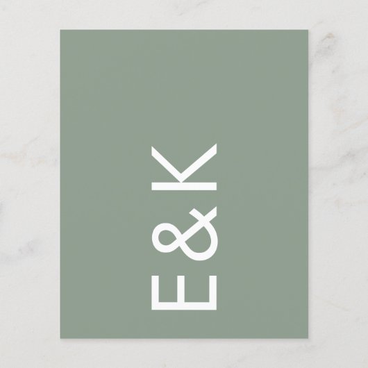 Budget ultra Modern Monogram Sage Green Wedding Flyer (Achterkant)