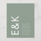 Budget ultra Modern Monogram Sage Green Wedding Flyer (Voorkant)