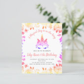 BUDGET Unicorn Face Floral Birthday Uitnodiging (Staand voorkant)