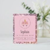 Budget Unicorn Glitter Birthday Party Invitation (Staand voorkant)